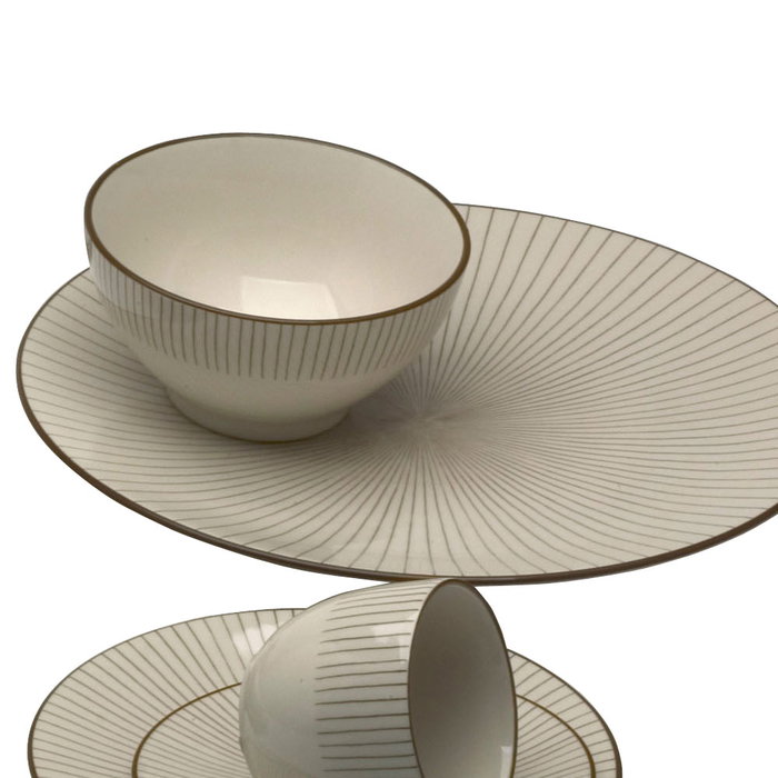 AVET Bol Radial 670 ml - Stoneware, Diámetro 14.5 cm, Altura 7.5 cm (6 Unidades)
